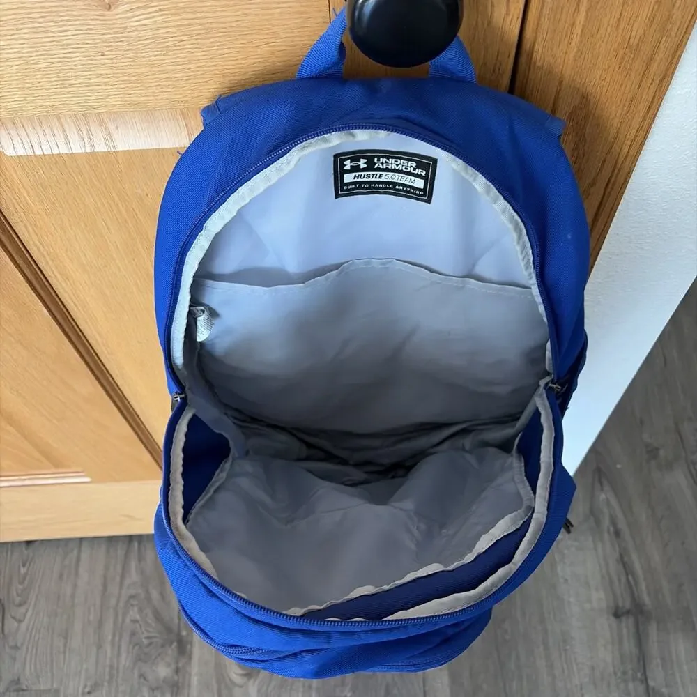 Under Armour Hustle 5.0 Team Backpack Royal Blue Padded Straps Basketball